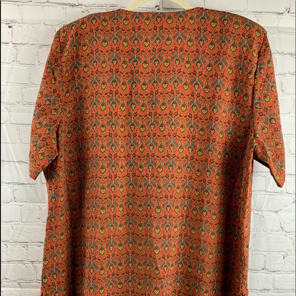 VINTAGE MOMENTUM Blouse 1960’s Red Floral & Geometric Print - Picture 7 of 13